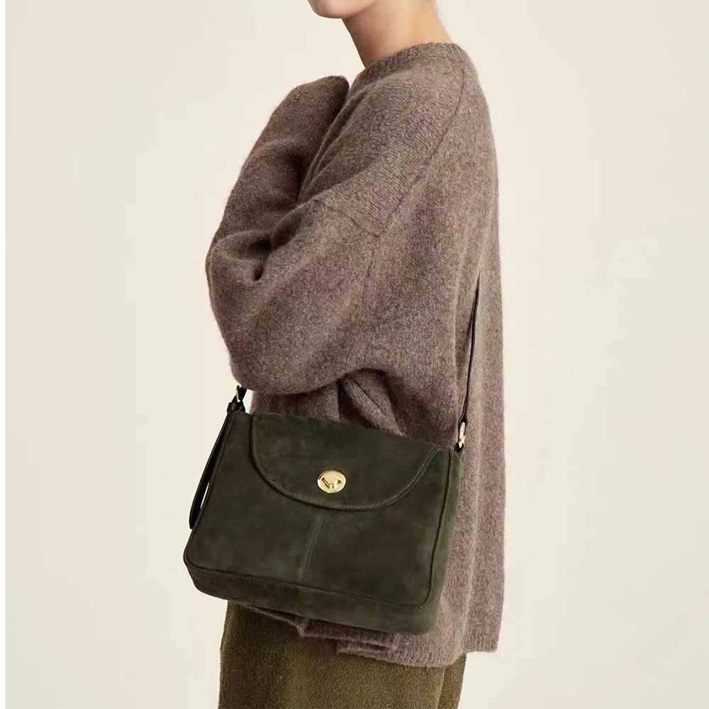Shoulder Bags Burgundy Suede Shoulder Bags for Women Solid Soft Flap Satchels Crossbody Bag Large Capacity All-match Casual Underarm Pack Y250306