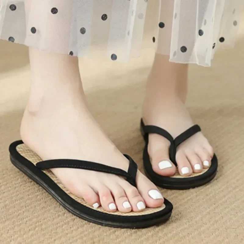 Summer Wen Flat Flip-flops Slippers Cfortable N-slip Sandals Bamboo Rattan Flip Flop This Bathroom Slippers Y250306