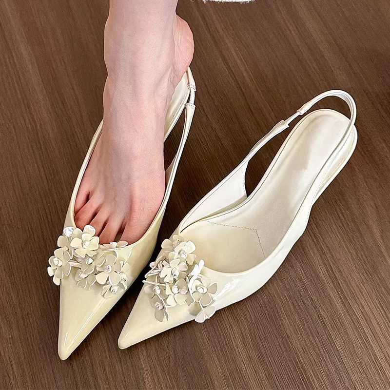 Flower Pointed Toe Sandals New Mid 2025 Elegant Summer Trend Pumps Wen Shoes From Shallow Party Zapatillas Y250306