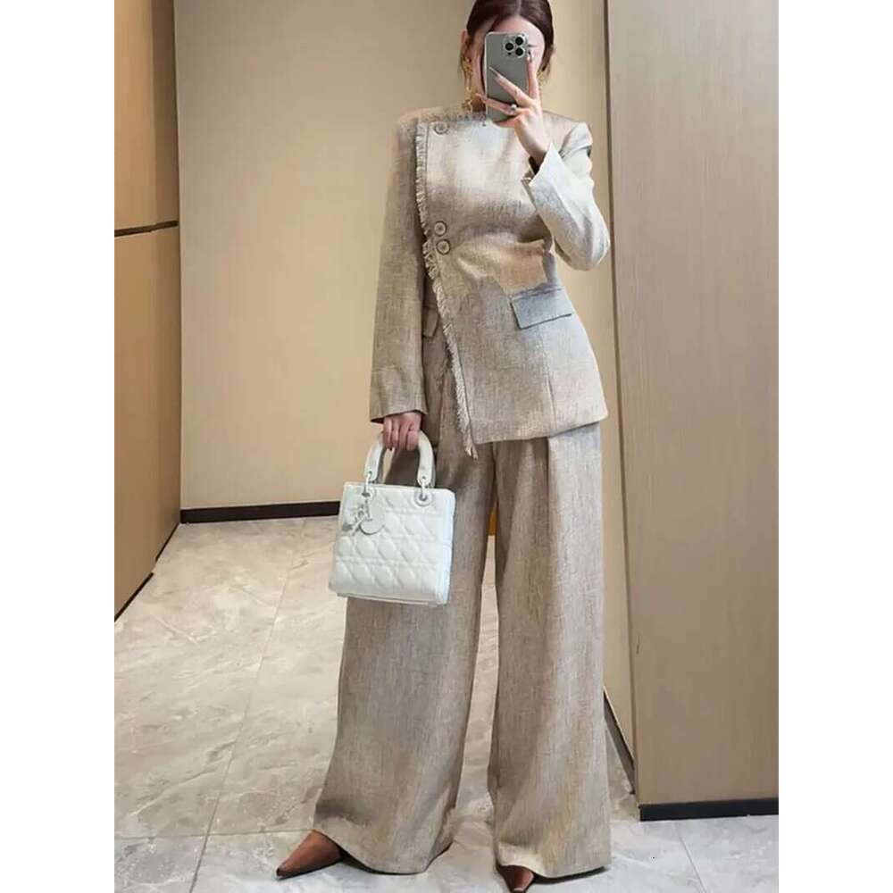 2025 New Women Spring And Autumn Two Pieces Design Jacket With Casual Fringes + Pants Set