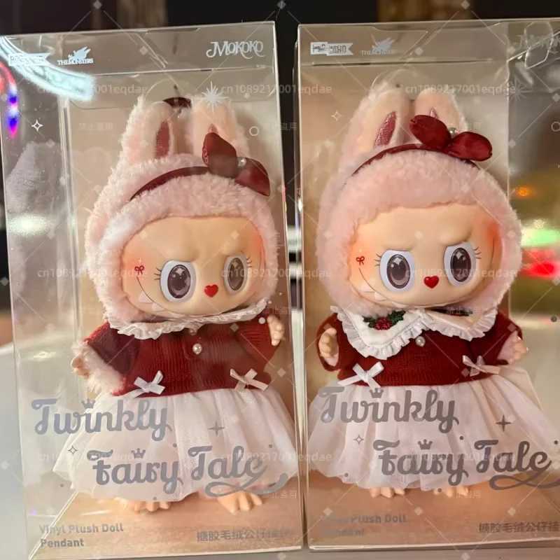 High Quality 1 1 Replica Labubu Mokoko Christmas 14th Anniversary Labubu handmade Change Red Bow Cute Fairy Doll Toy Xmas GiftsT250306