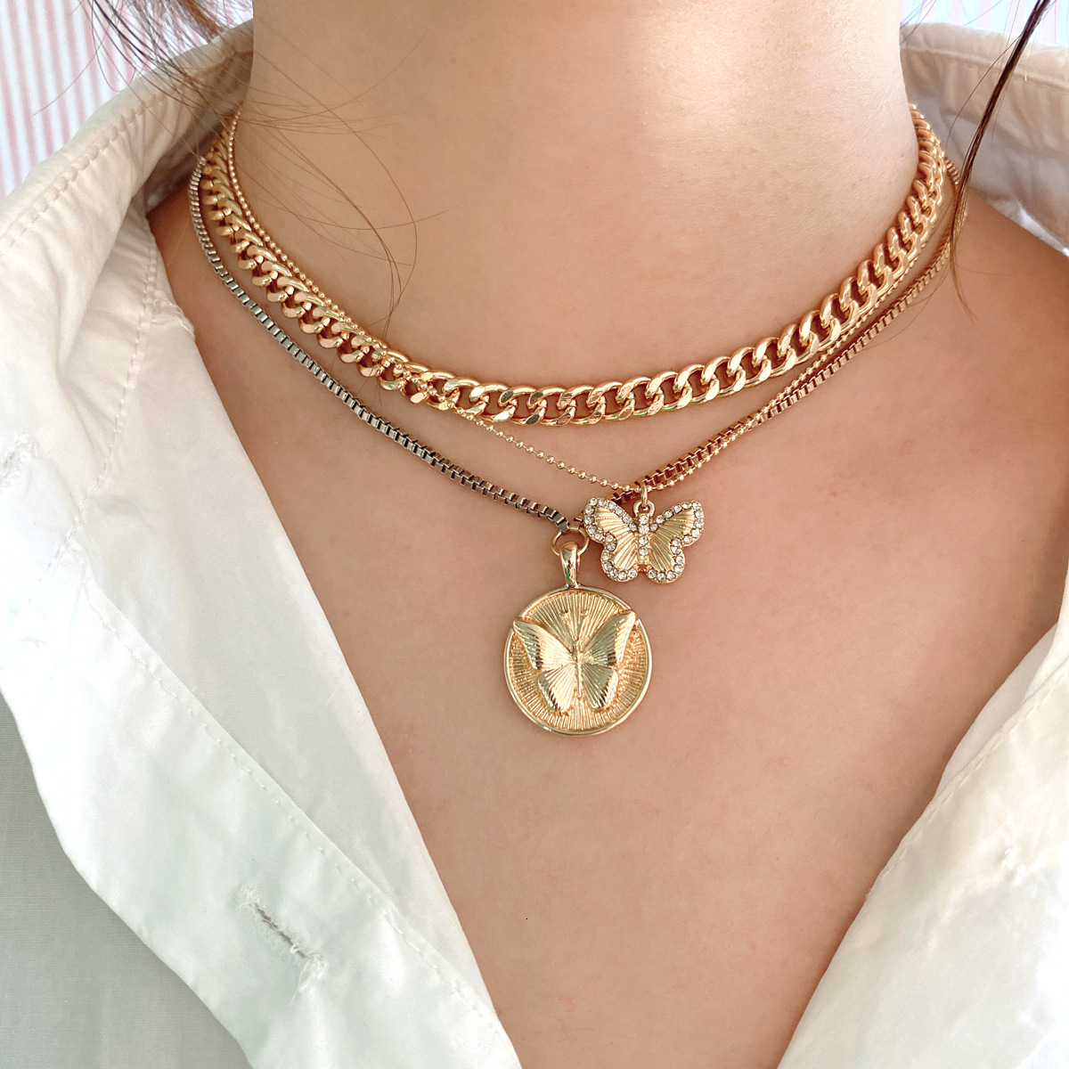 Original Design Fashion Multi-layer Necklace Retro Trend Personality Collarbone Chain Women's Jewelry