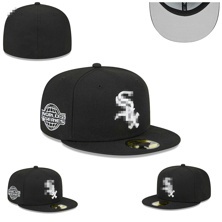 Wholesale Fitted Hats Full Closed Caps Summer Casual Sports Flat snapbacks white Black Sox blue OutDooR Embroidery