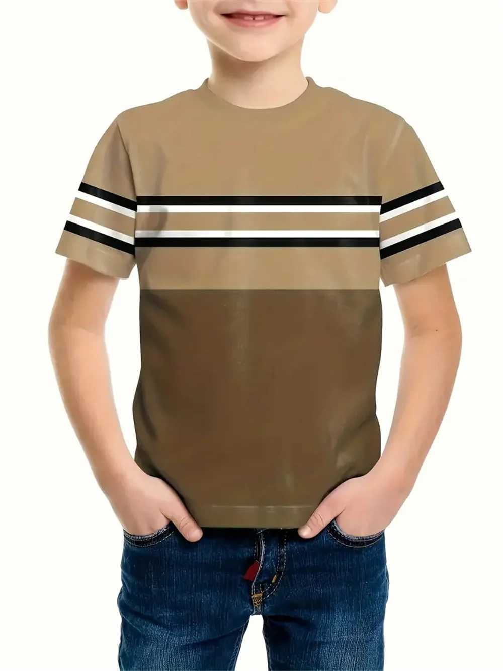 Striped Simplicity 3d Print Tee Shirt Kids Boys Clothes Short Sleeve Casual Childrens Clothing Fashion T Shirt For BoysT250306