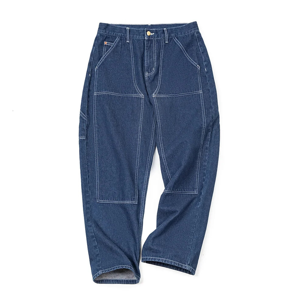 Maden Autumn Vintage Washed Denim Lumberjack Pants Mens Loose Wide Tapered Jeans ed Baggy Logging Trousers Streetwear 250306wtt