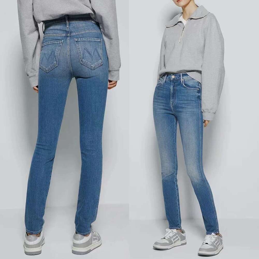 High-Quality Mo New Arrival Elastic Solid Jeans High Waist Quality Slim Fit Small Feet Denim Pants For Women
