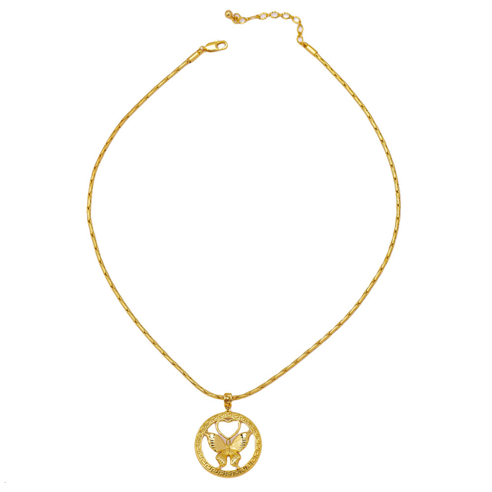 Niche Simple Fashion Temperament Commuter Butterfly Pendant Brass Gold-plated Short Necklace Women