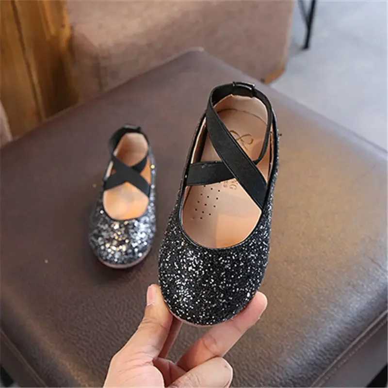 Girls Princess Shoes Spring Autumn Baby Soft Sole Dance Ballet Flats Three Color Kids Pink Bling Cute Footwear 26-35T250306