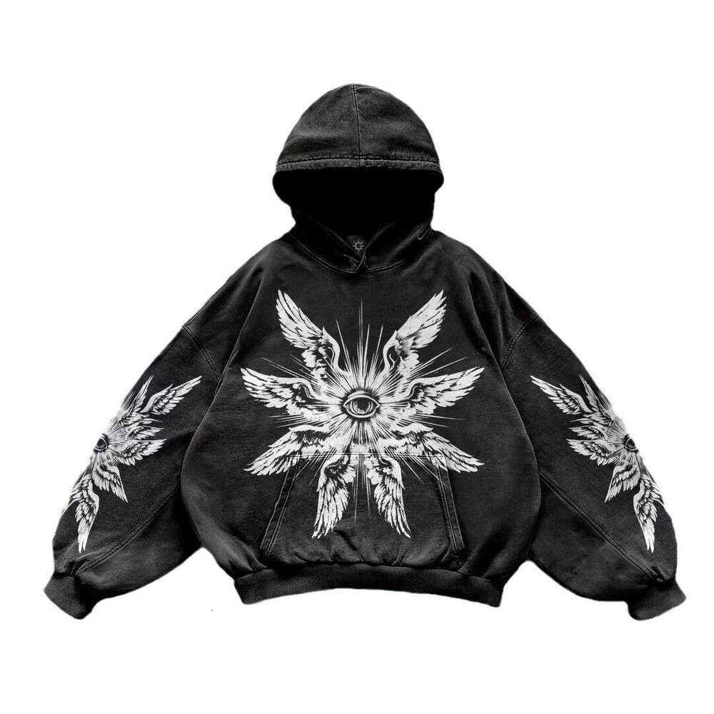 Sweatshirt printed pattern long sleeved pullover hooded jacket street trend y2k gift for man
