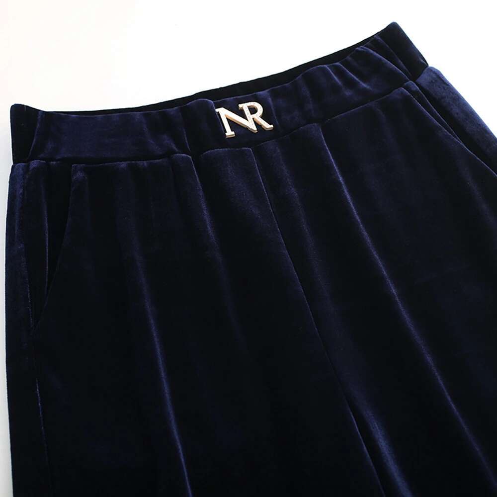 Korean High Elastic Waist Women's Harlan Pants 2023 Spring And Autumn New Golden Veet Wide Leg Pantsversatile Casualpant