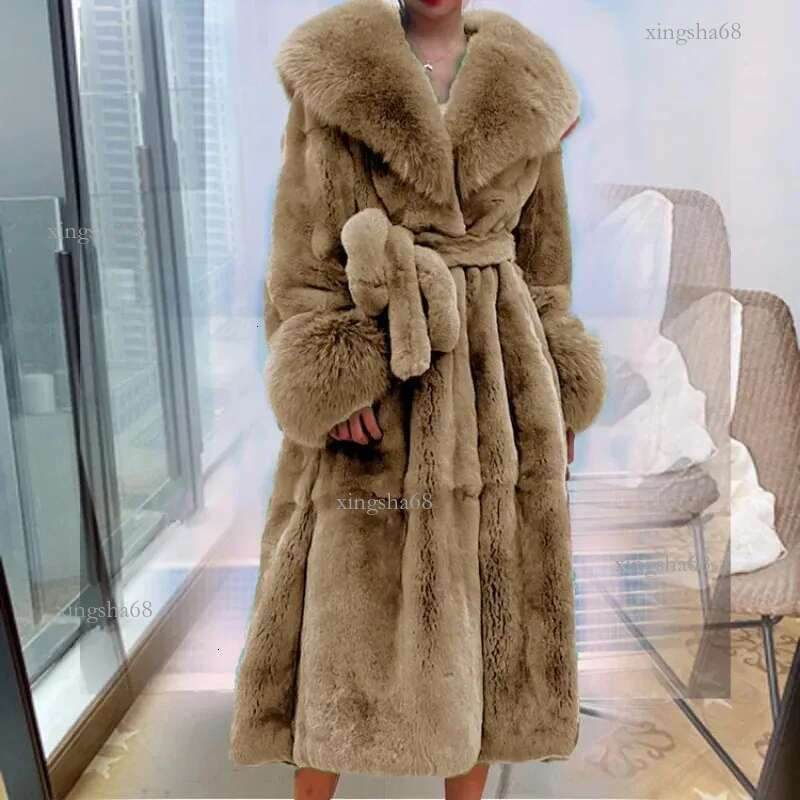 Winter Women Long Faux Coat Thick Warm Mink Jacket Feather Coats Oversized Outerwear Fur Collar Women's Clot