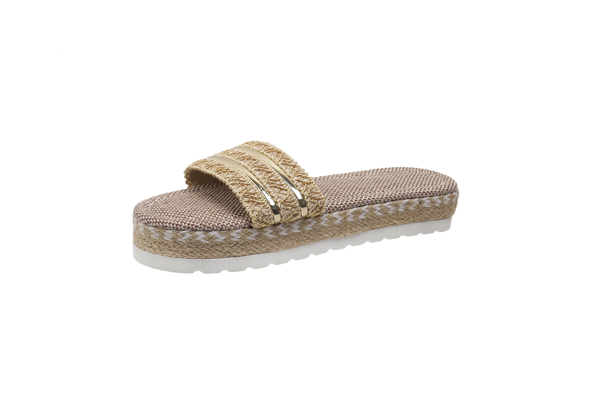 Color Candy New Style Hemp Rope Ethnic Wind Fish Mouth Women's Sandals Large Slippers Thick Bottom Summer 2025 ddmykukumalu