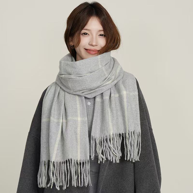 K052 Korean version of ins style trend line scarf autumn and winter women's imitation cashmere fashion elegant temperament tassel warm shawl