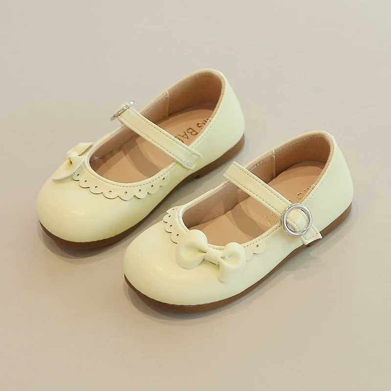 Girls Princess Shoes Ruffles Sweet Shallow Autumn Children Flat Shoes 21-35 Four Colors Beautiful Stylish Kids Leather ShoesT250306