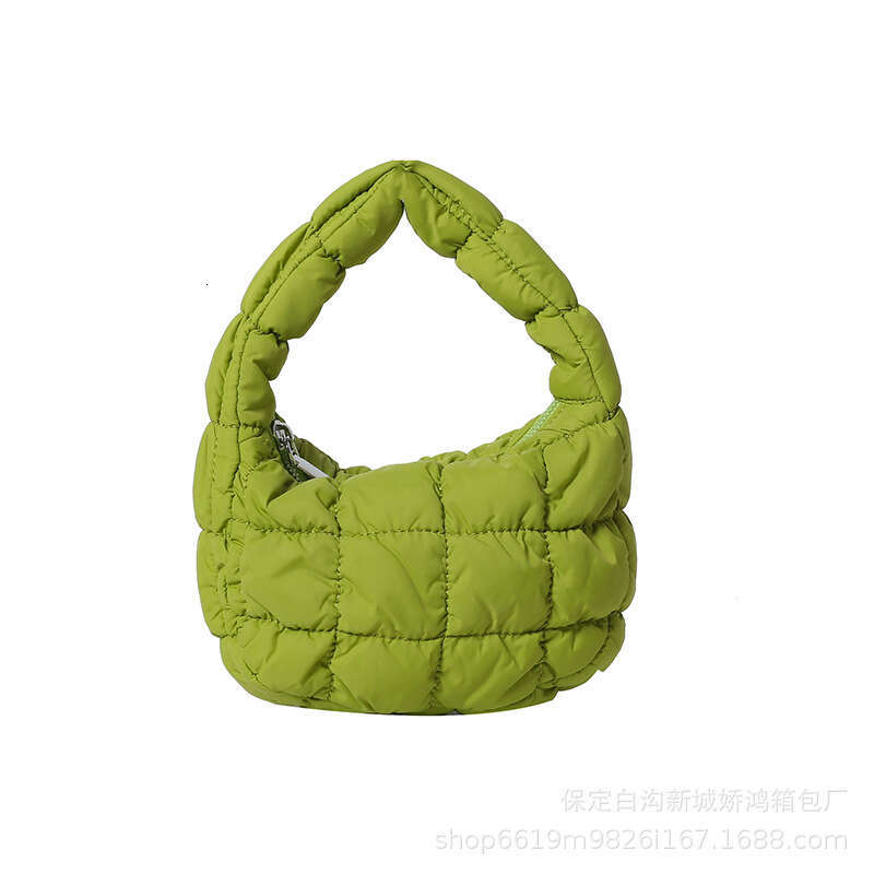 Korean Pleated Grid Cloud Armpit Bag New Down And Cotton Jacket Stylish Mini Handbag