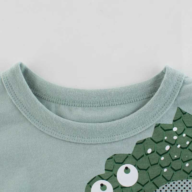 2-8T Crocodile Print Boys T Shirt Toddler Kid Summer Clothes Short Sleeve Cototn Tshirt For Boys Fashion Infant Top Chidrens TeeT250306