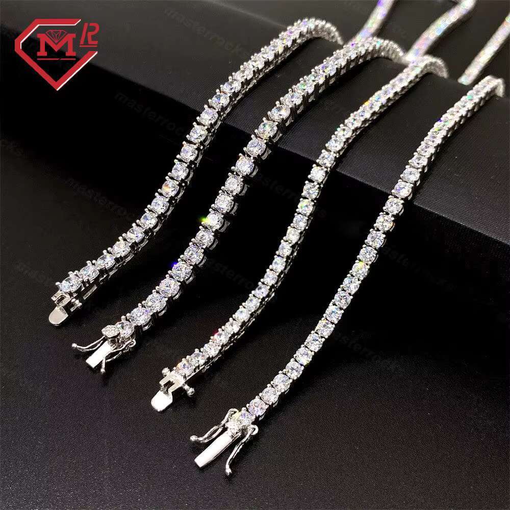 Wholesale Moissanite Necklace 3Mm 4Mm 5Mm Iced Out Sterg Sier Vvs Dia Men Women Moissnaite Tennis Chain