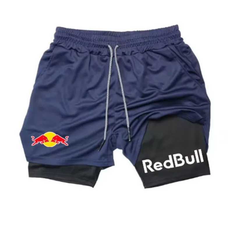 Men's Shorts RED two-piece sports shorts Breathable casual quick drying double-layer shorts Summer running tracksuit bots mobile phone p S251104