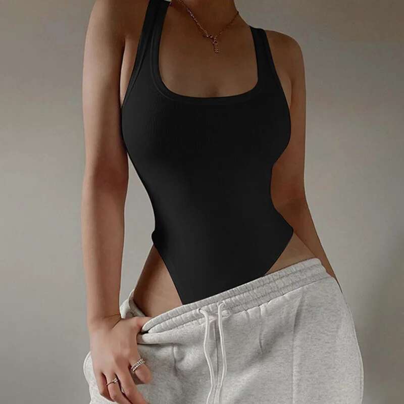 Sleeveless Knit Bodysuit Hot Summer Sexy Bodycon Off Shoulder Halter Tops Casual Street Bodice For Women Clubwear KLMY