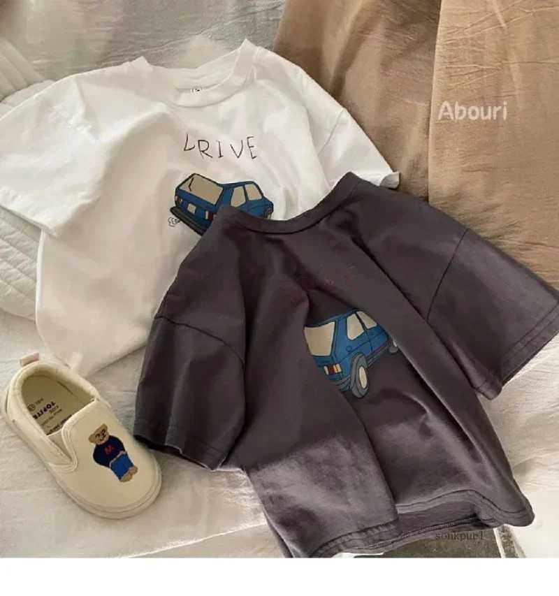 100% Cotton Half Sleeve T-shirt Boys Child 2023 Summer Baby Unisex Costume Sports Casual Tees Cartoon Car Trendy Pullover ShirtT250306