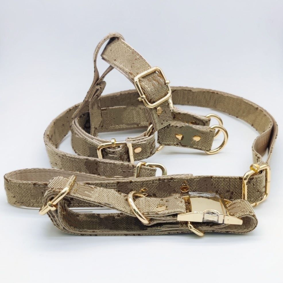 Dog Collar Designer Designer Collar Step In Harness Leashes Luxury Buckle Classic Letters Dog Collars dog leash Leash For Large Medium Small Dogs Figh
