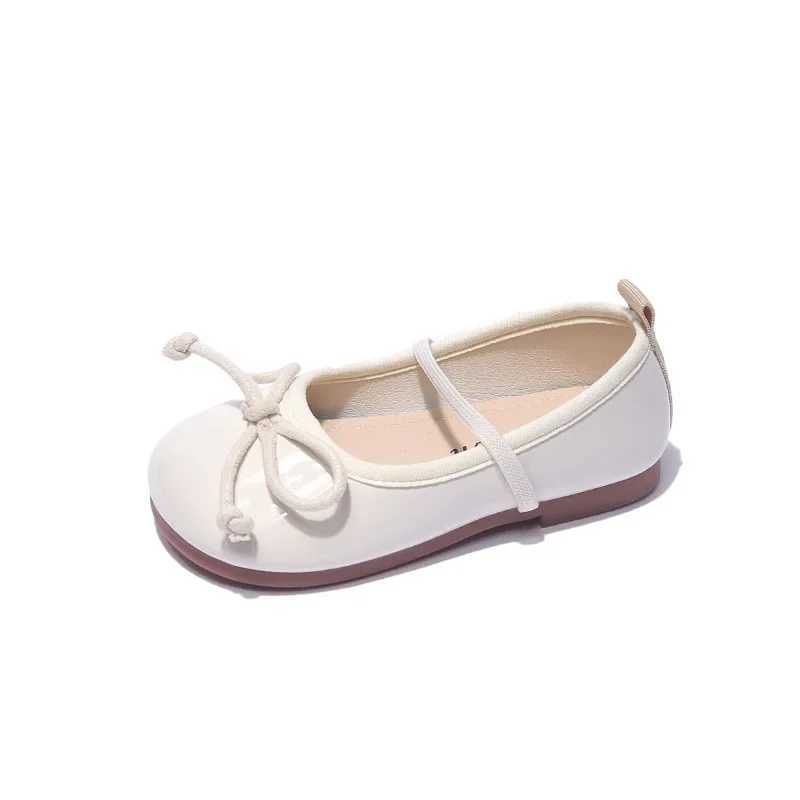 Smooth and Brightly Patent Leather Shoes for Kids Girls Simple Bow-tie Mary Janes Shoes Flats Kawaii Slip on Shoes Girl F07193T250306