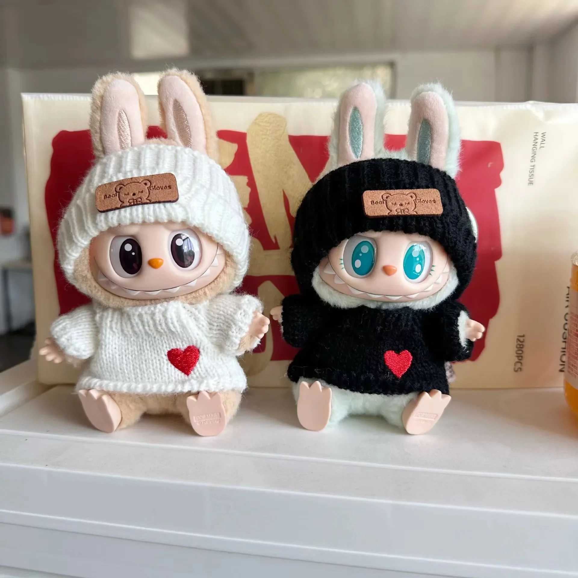 For 17cm labubu doll outfit clothes bear label hat love sweater set Cute Decoration Little ClothesT250307