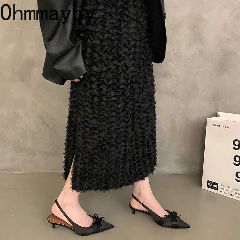 Summer High Heel Knot Win Sandals Fi Pointed Toe Singbacks Shoes Ladies Elegant Dancing Party Pumps Y250306