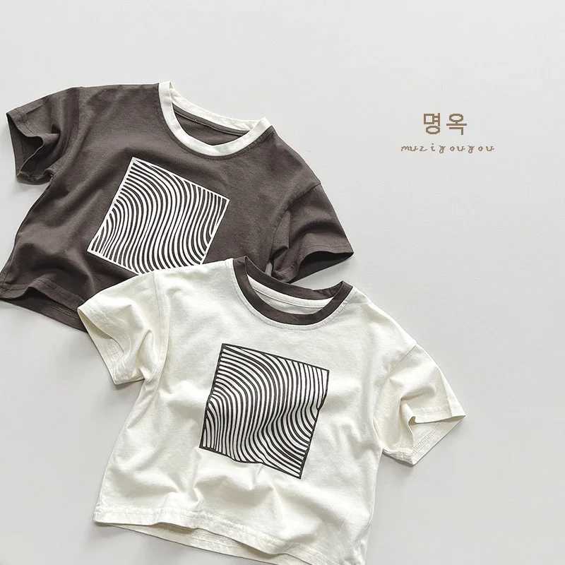 Personalized Printing ~ Summer Boy Short Sleeve T-shirt Korean Cotton Printed Girl Baby Childrens Day Top Fashion Childrens ClT250306