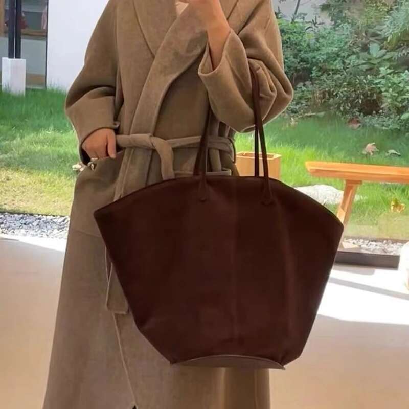 Oversized Capacity Faux Suede Tote Bags For Women Designer Handbags Purses 2025 New In Vintage Shell Type Bucket Shoulder