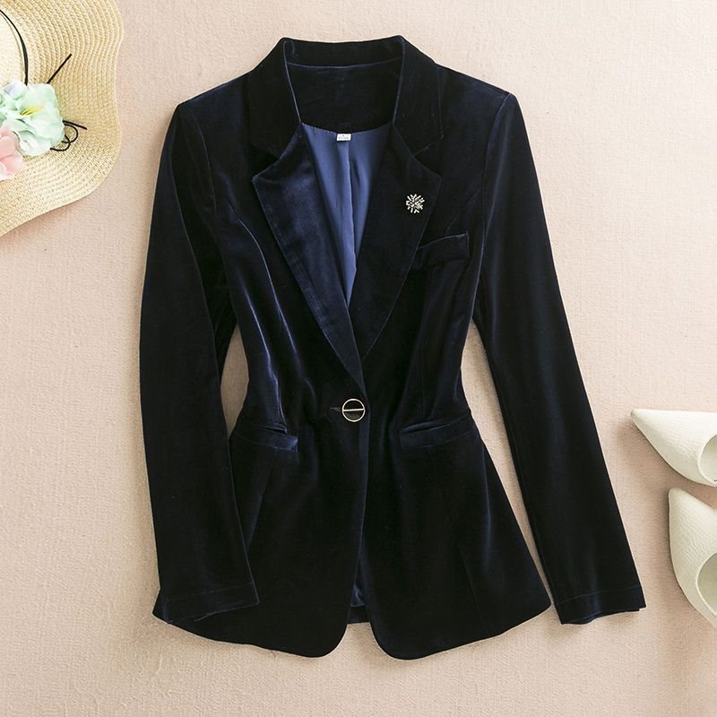 B34Slim Fit Velvet Outfit for Women Stylish Large Size Top Coat Set