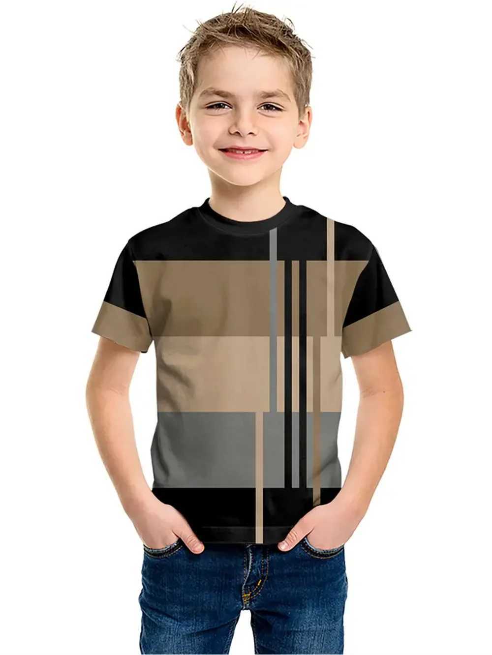 Striped Simplicity 3d Print Tee Shirt Kids Boys Clothes Short Sleeve Casual Childrens Clothing Fashion T Shirt For BoysT250306