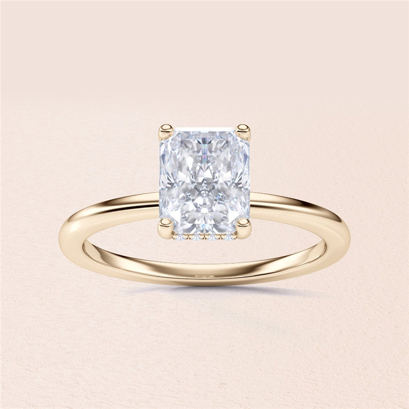 Jewelry 14K Solid Gold Solitaire Radiant Lab Diamond Ring IGI Certificate D VS1 Engagement Womens Gold Ring Platinum 18K Available Wedding Ring