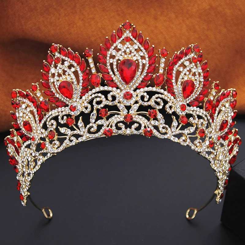 Royal Red Green Crown Big Diadem Bride Tiara Crowns for Wen Bridal Wedding Party Crown Hair Dress Jewelry Accessories X250306
