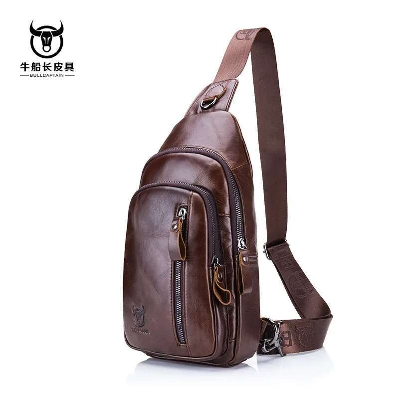 Brand 100% Genuine Leather Crossbody Leather Shoulder Men Chest Bags Fashion Travel Handbags Man Messenger Bag Male