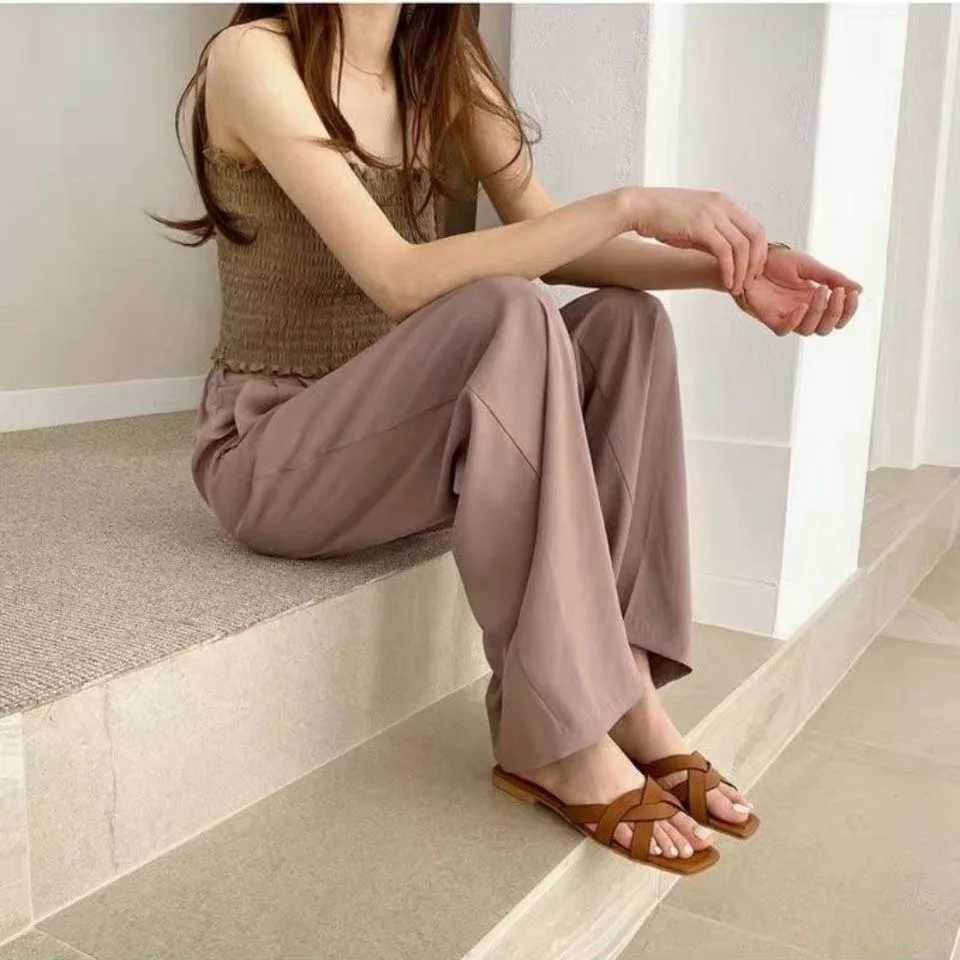 2023 Summer Flat Slippers for Wen Household N-slip Wens Shoes Low H Sandals Fi Soft Indoor Slippers Wen Y250306