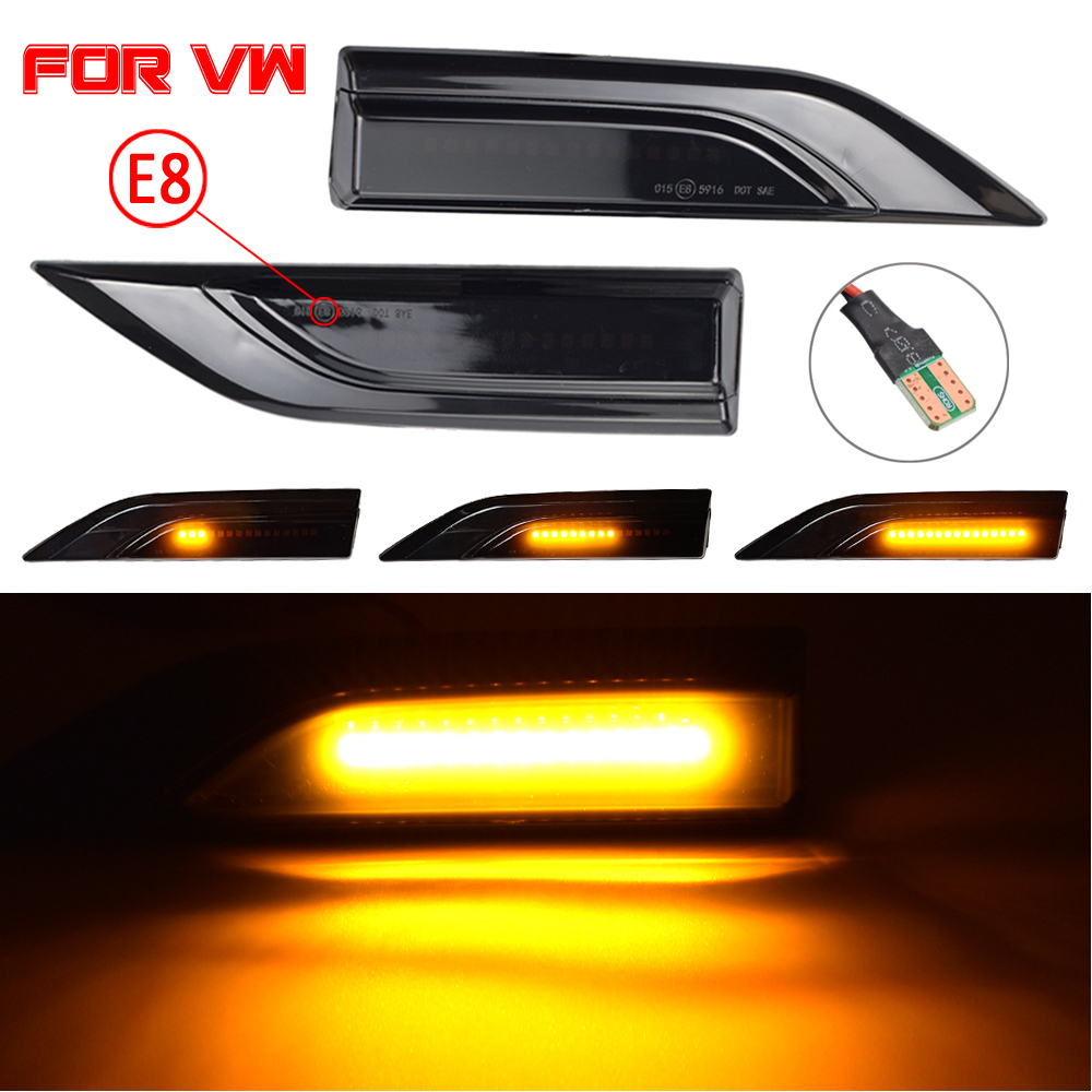 Dynamic Amber LED Turn Signal Repeater Sequential Light Flashing Side Marker Lamp for VW Transporter T6 Multivan T6 2016-2019