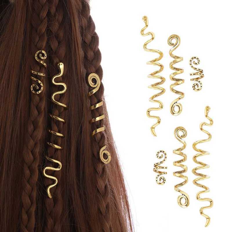 Ethnic spiral hair accessories set alloy snake round dreadlocks hair loop buckle X250306