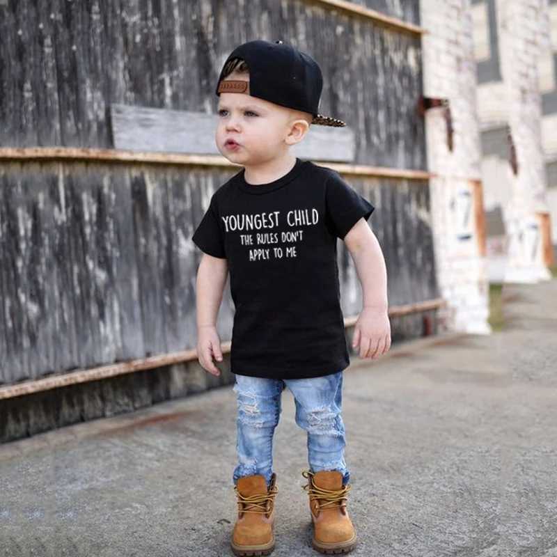 Youngest Child The Rules Dont Apply To Me Funny Kids Tshirt Toddler Boys Girls Short Sleeve T-shirt Casual Children T-shirtsT250306