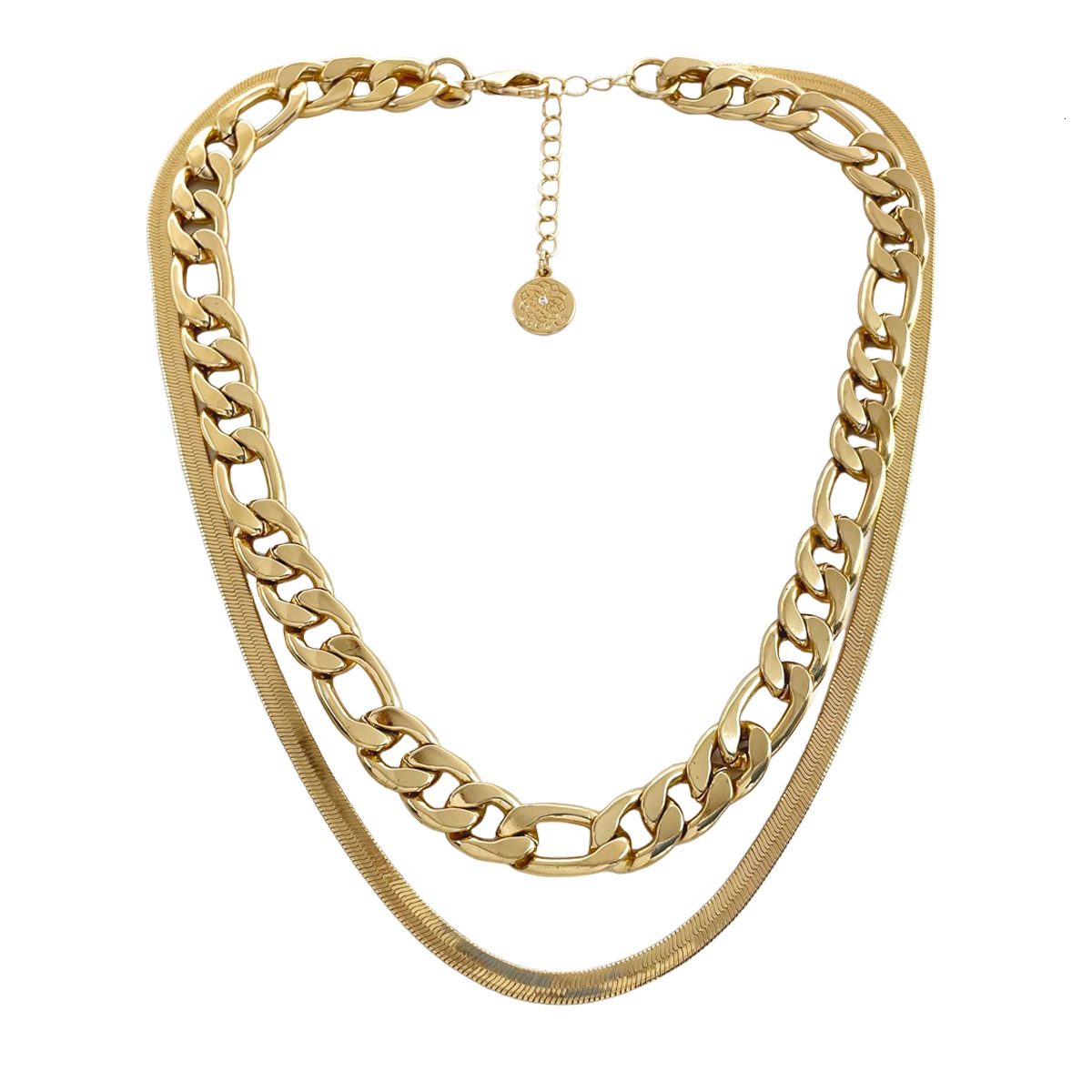 Fashion Simple Double Snake Bone Chain Creative Personality Alloy Laminated Necklace Women Designer Jewelry