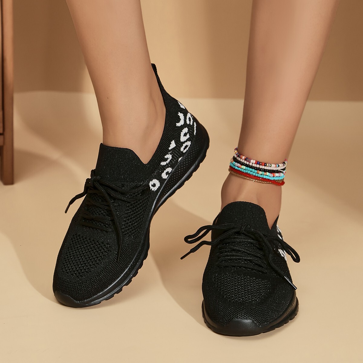 Wind 2025 Summer Personalized Women's Casual Shoes Flyknit Foot Chain Large New Style ddmykukumalu