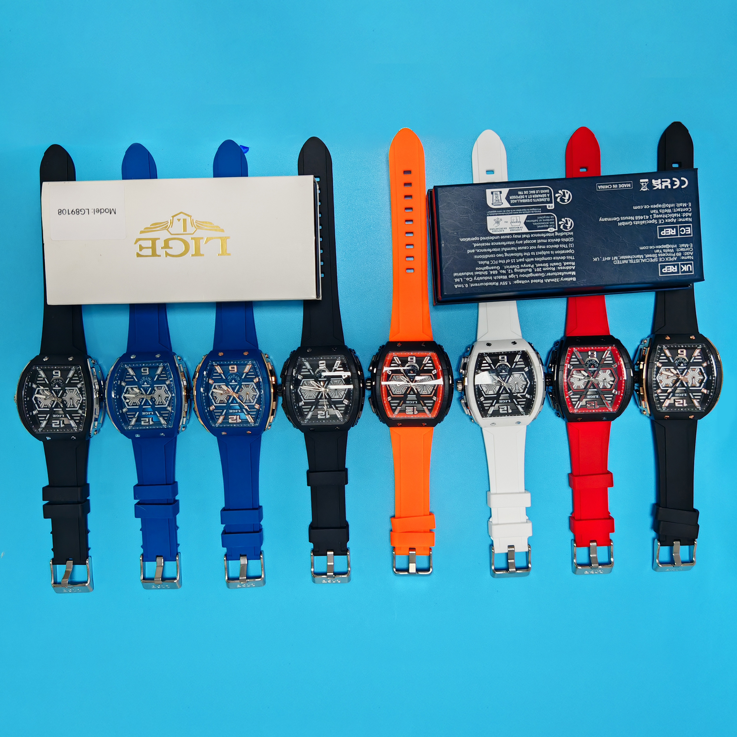 LIGE new men's quartz watch multifunctional waterproof calendar night light watch fashionable high-end sports watch