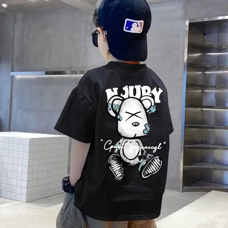 2023 Summer Kids Clothes Streetwear Print Cartoon T Shirt Short Sleeve Tops Tees Boys Girls Clothes 100%Cotton T Shirts ChildrenT250306