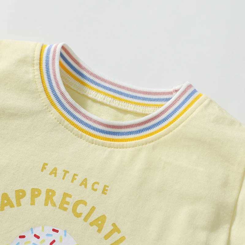 Little maven 2025 New Summer Korean Childrens Clothing Cute T-shirts Cartoon Ice Cream Print Baby Girls Cotton Tees Kids TopsT250306