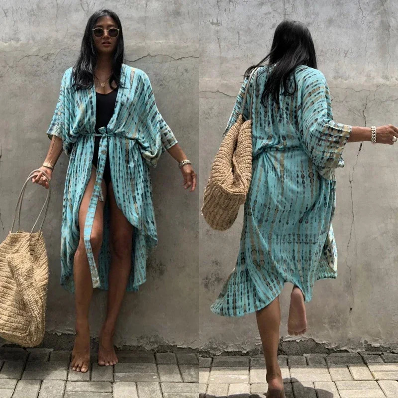 Casual Beach Dress Bohemian Coverups Leisure Womens Swimsuit Loose Style Beachwear Pareo Woman Swimwear Bathing Clothing 250306