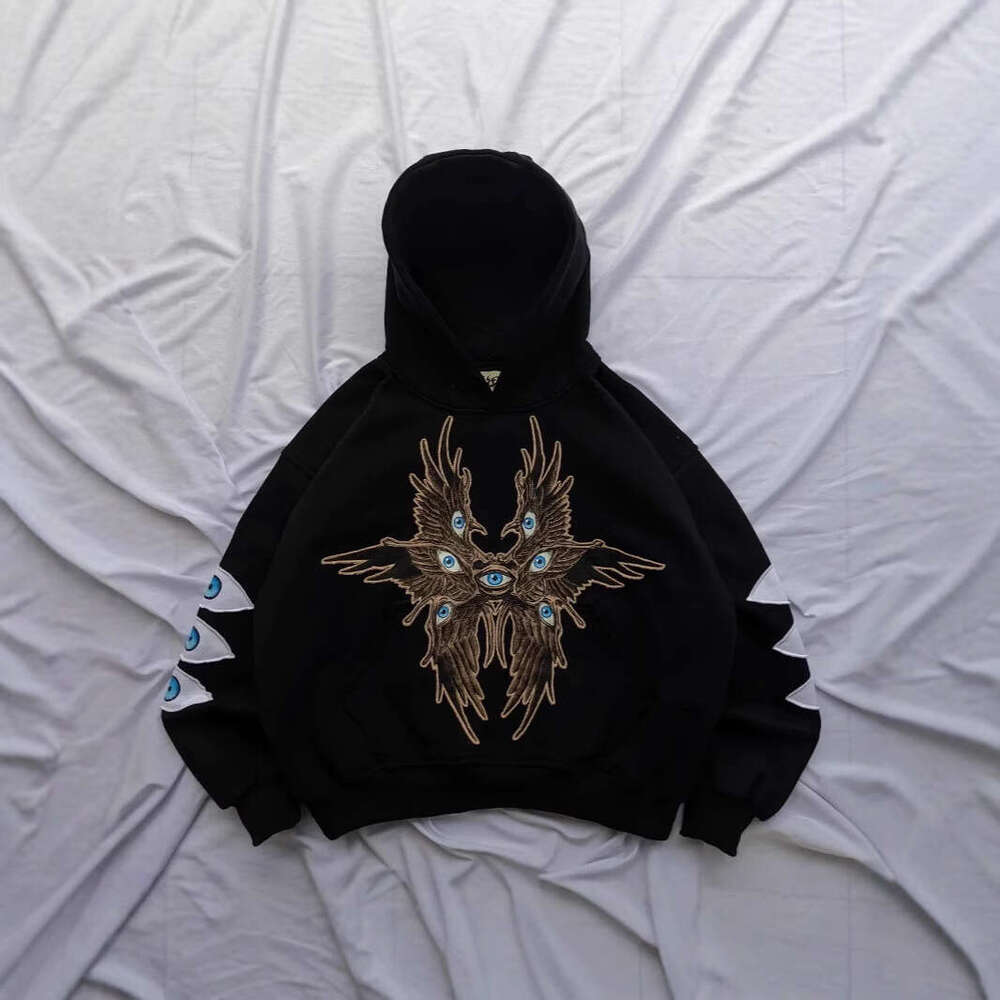 New Mysterious Eye Pattern Unique Style Design Black Street Fashion Personalized Hoodie