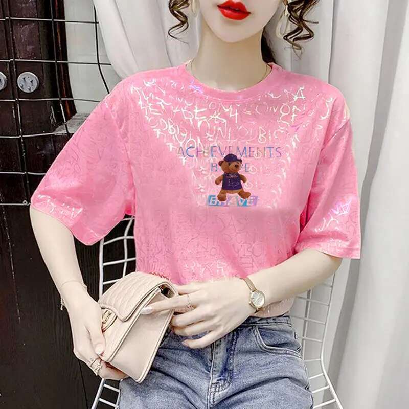 Women's Summer New Style Fashion Simplicity Printing O-Neck Short Sleeve T-Shirt Women Clothes Temperament All-Match Casual Tops