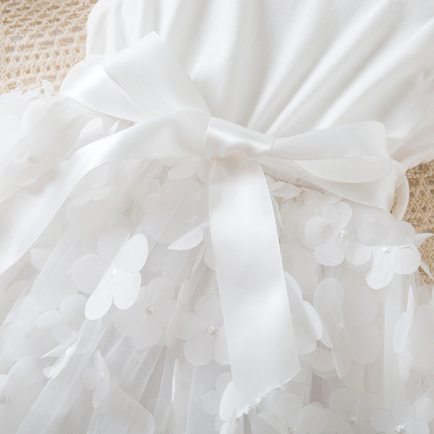 Summer White 3D Butterfly Princess Dress for Baby Girls Fly Sleeves Solid Dress Children Birthday Party Tulle Tutu Casual Wear 250305