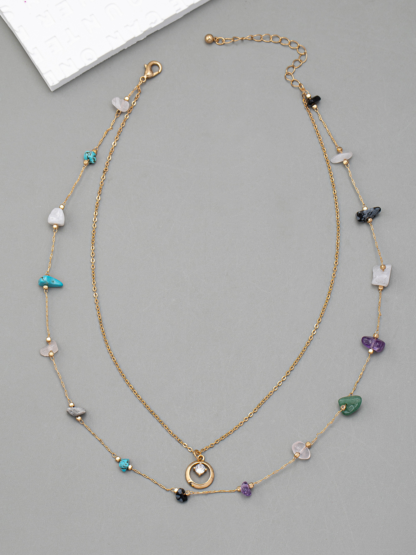 French Retro Irregular Stone Brass Overlay Necklace Female Niche High Sense Jewelry