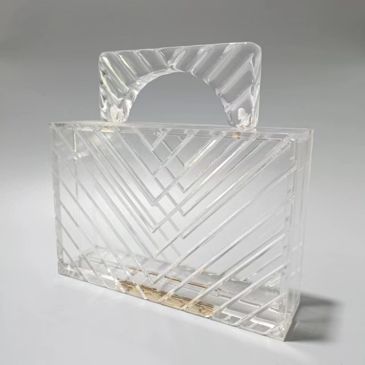 New Dinner Ice Cracked Transparent Women's Single Shoulder Diagonal Straddle Bag Vintage lucite evening bag